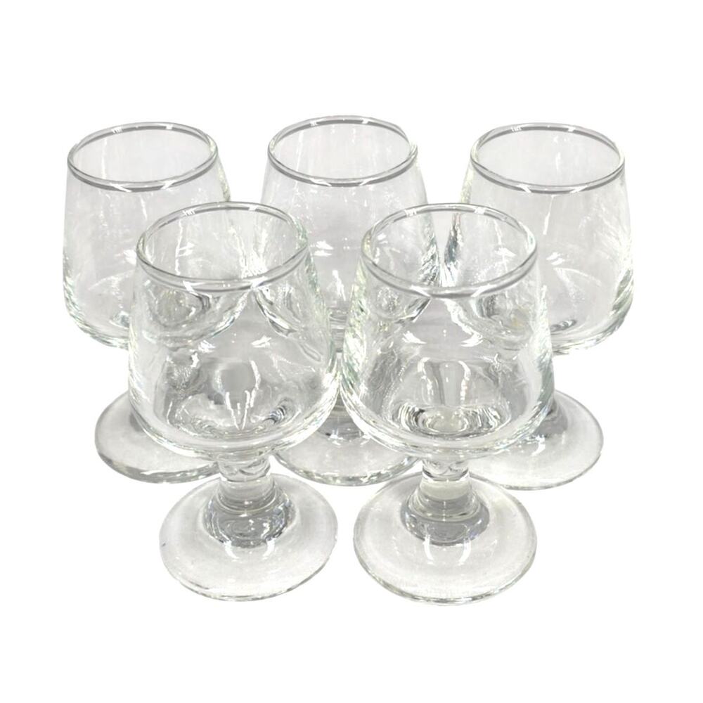 SET OF 5 SMALL GLASS SNIFFERS – 3.25" HEIGHT – MINI BRANDY / COGNAC SHOT GLASSES